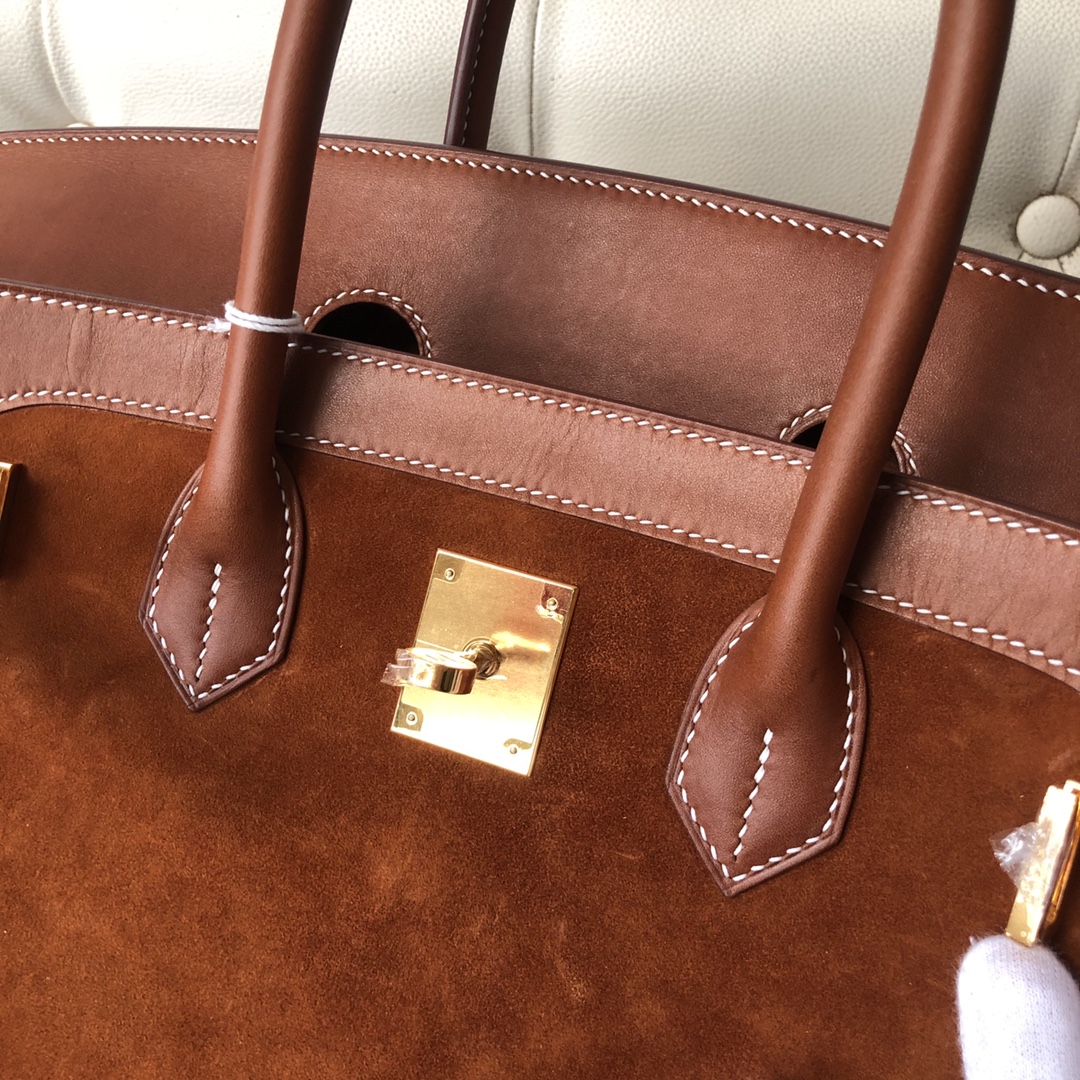 에르메스 버킨백30 골드브라운 금장 스웨이드